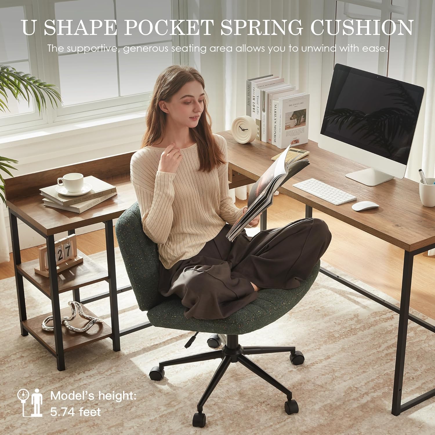 Person sitting cross-legged in the Dowinx Criss Cross Chair