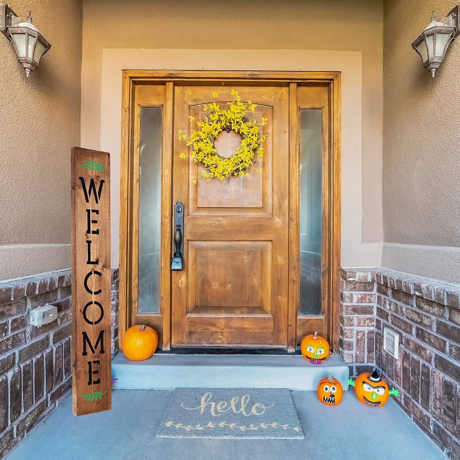 Vertical Welcome Stencil for Painting on Wood & Creating 5FT Sign - Large Welcome Stencil for Wood Sign 5FT