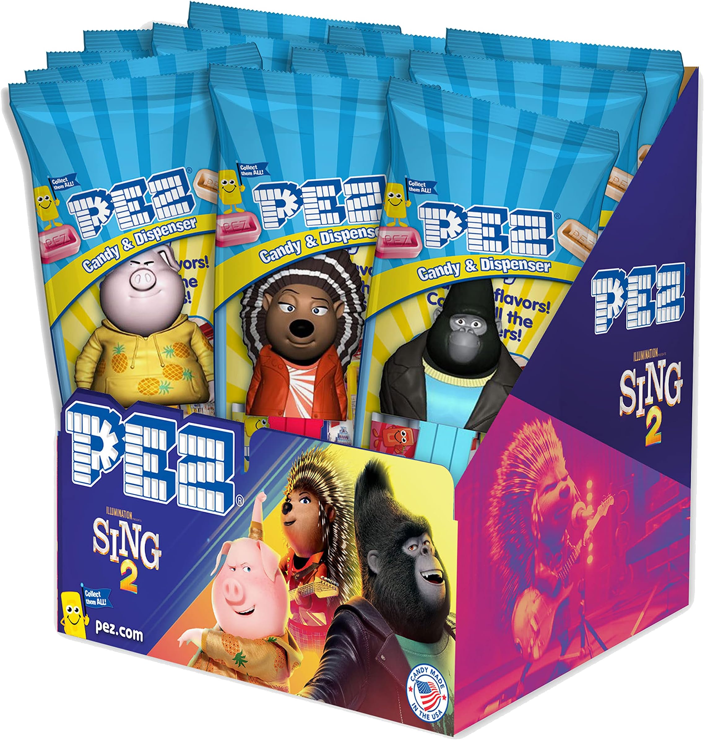 Candy Sing 2 Dispensers, Individually Wrapped Each with Two Candies, 1.15 pounds, Assorted Fruit, 12 Count