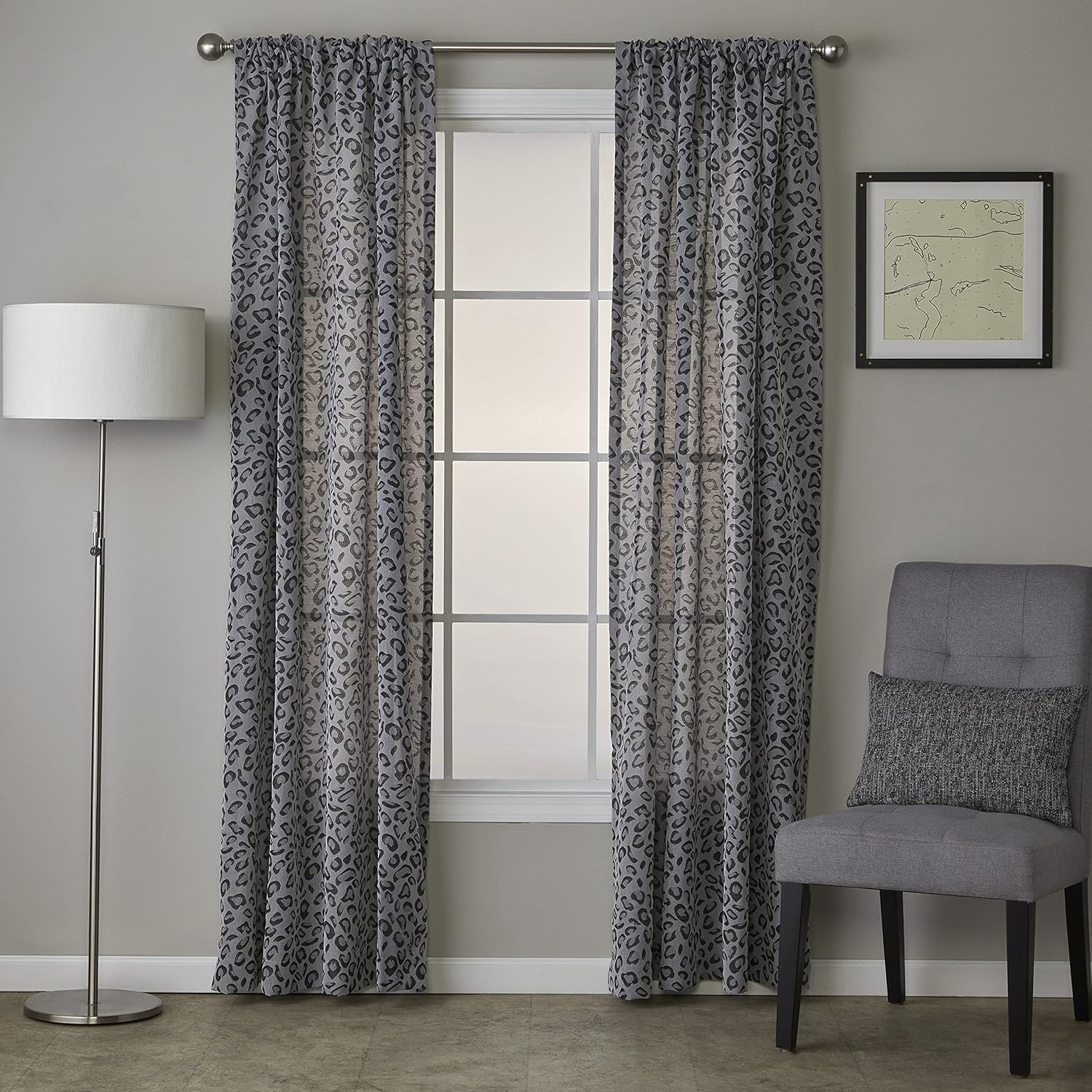 Charcoal Polyester Light-Filtering Rod Pocket Window Panel