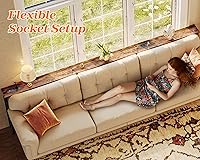 Vista 7 de SUPERJARE - Mesa de sofá de 102 pulgadas con 2 tomas de corriente y puertos USB-C, mesa consola estrecha de 5.9 pulgadas con almacenamiento