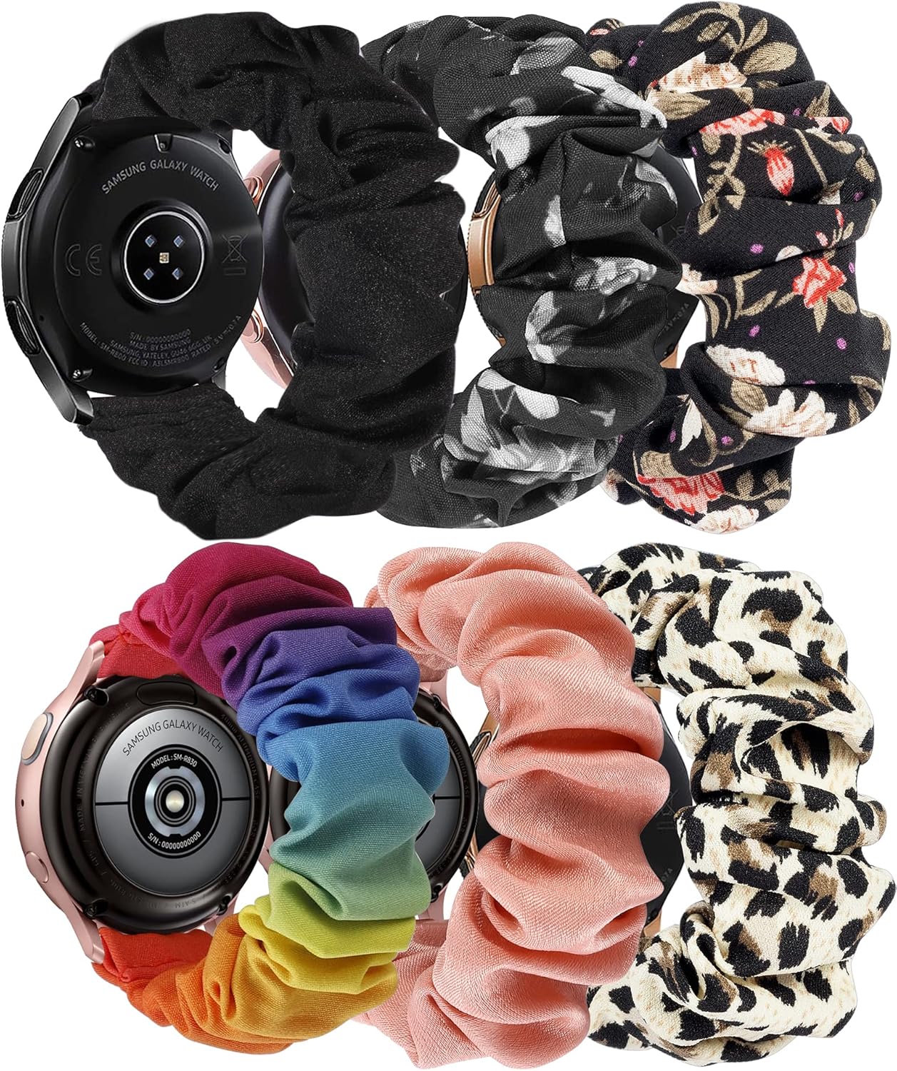 TOYOUTHS 20mm Scrunchie Band Compatible with Samsung Galaxy Watch 7/6/5/4/FE/Active 2 40mm 44mm/Watch 6 Classic 43/47mm/Watch 5 Pro 45mm/Watch 3 41mm Stretchy Elastic Strap Solo Loop Bracelet Women