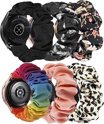 TOYOUTHS 20mm Scrunchie Band Compatible with Samsung Galaxy Watch 5/4 40mm 44mm/Watch 5 Pro 45mm/Active 2 40mm 44mm/Watch 4 Classic 42mm 46mm/Active 40mm/Watch 3 41mm, Women Elastic Watch Strap, S