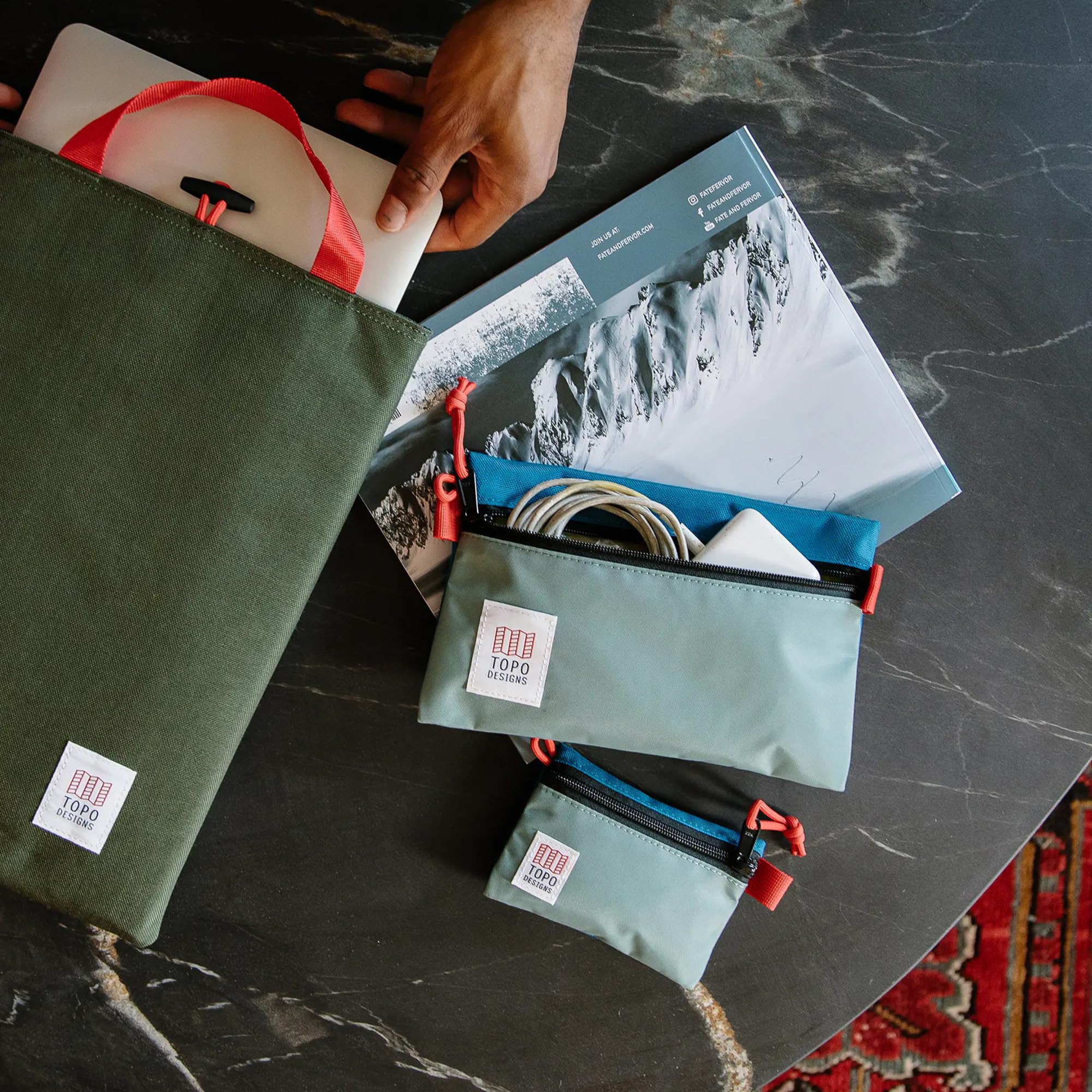Topo Designs Zubehörtaschen-Set, Navy/Navy, 3 Piece Bundle, Zubehörtaschen-Set