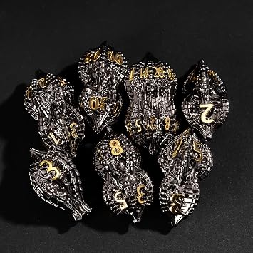 7-Piece Metal Dice Set DND Dice with Dragon Claw Design - Perfect for Dungeons & Dragons RPG Tabletop Role-Playing Games