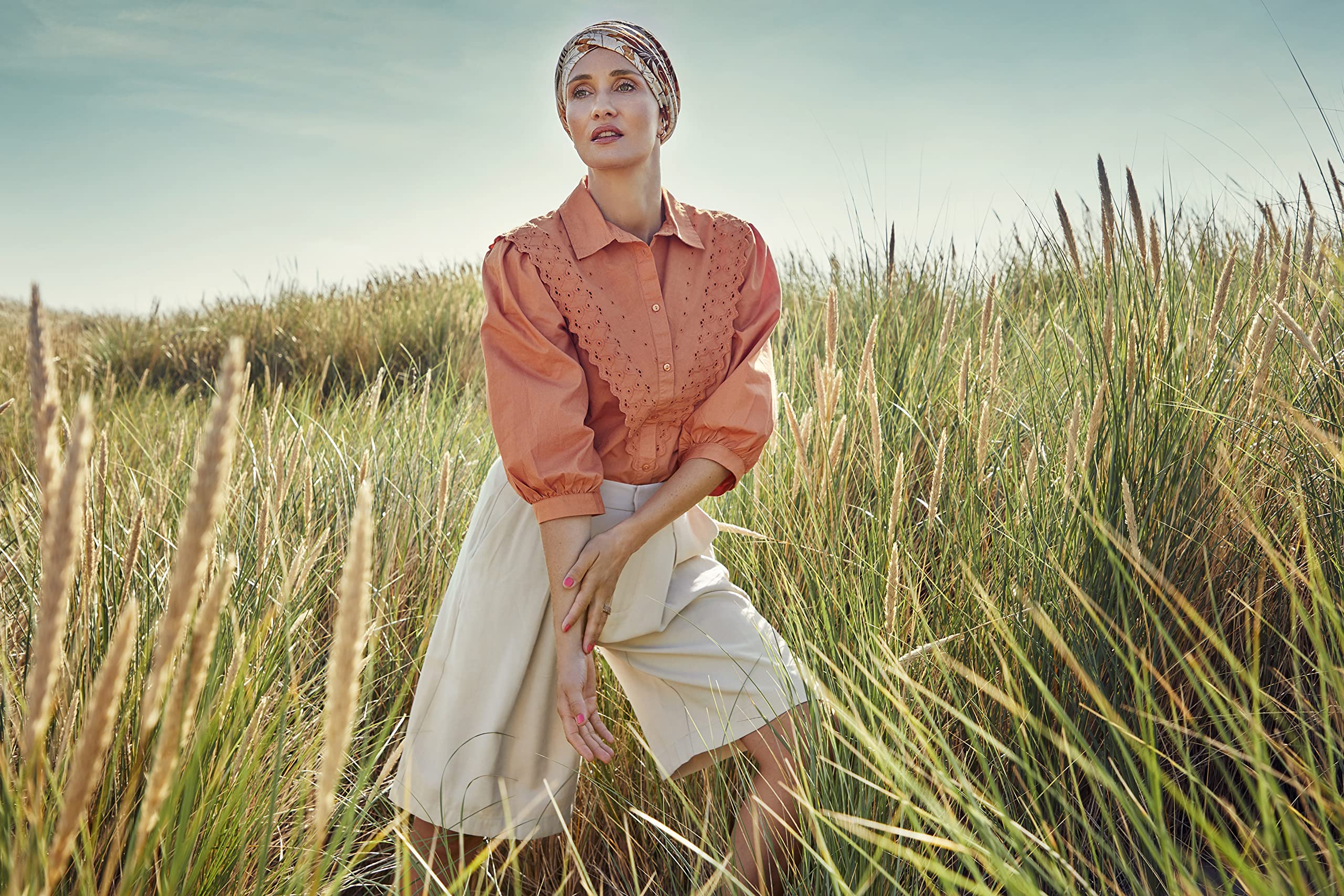 Christine Headwear Shakti-Turbante con Motivo Stampato Fascia per la Testa, Foglie Beige, Taglia Unica Donna