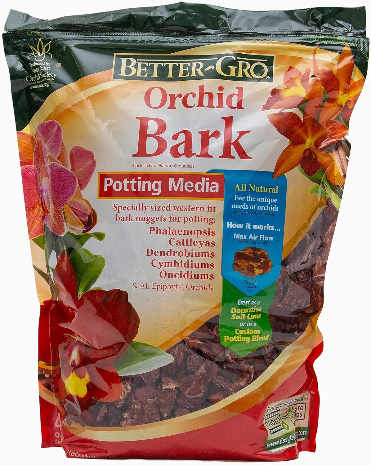 Miracle-GRO Perlite, Enriched with Plant Food, for Container Gardening, 8 qt. (3-Pack) & Better-GRO Orchid Bark - Premium Grade Orchid Potting Medium for Potting, Repotting