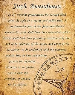 Sixth Amendment American Constitution Inspirational Vintage Wall Arts, Ideal for Home Office School Library Decor, Great Motivation For Student, Child, Or Work Colleague - Unframed 11 x 14 Inch By H+CO