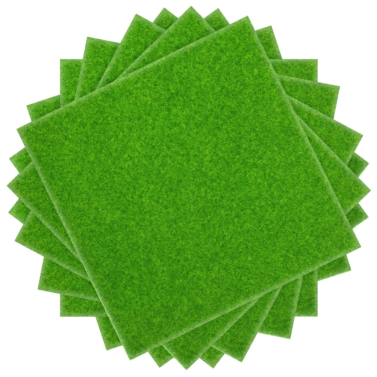 Ouligay 8 PCS 15x15cm Fake Grass Decor for Crafts Artificial Grass Squares Green Fairy Garden Grasses Faux Turf Squares Mats for Miniature Ornament Dollhouse DIY Crafts Decor and Diorama Supplies