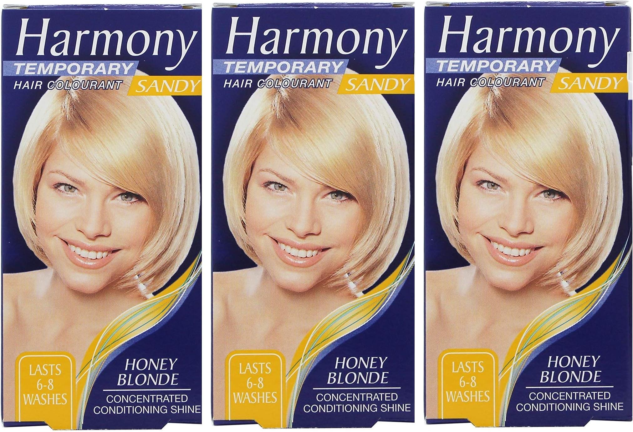 THREE PACKS of Harmony Hair colour Sandy Honey Blond