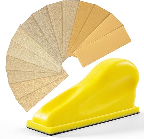 Kit de lijadora manual de 70 piezas, 1 paquete de herramientas de lijado de mango de detalle y papel de lija 80120150180220240400 para manualidades