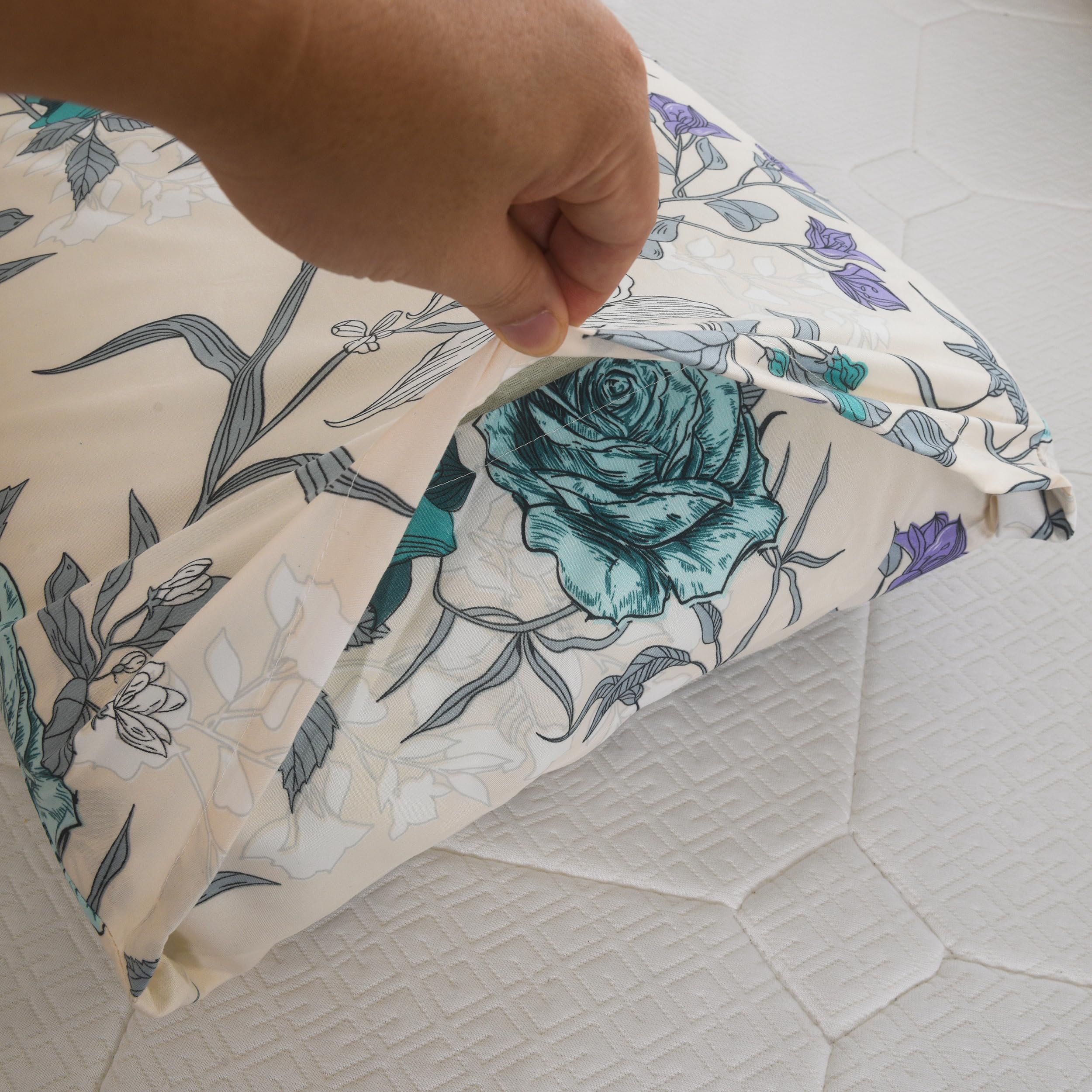CHARKHAH 3 Piece Reversible Floral Double Duvet Cover Set including 2 Pillowcases - Image 6