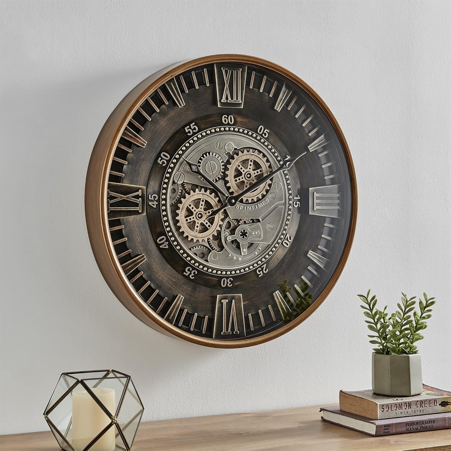 Amazon.com: CLXEAST 24 Inch Large Real Moving Gear Wall Clock for