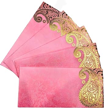 srne Shagun Envelopes Designer Set Money Cash Gift Envelope pack of 5 for Indian Wedding/Engagement/Diwali/Birthday/Anniversary Pink