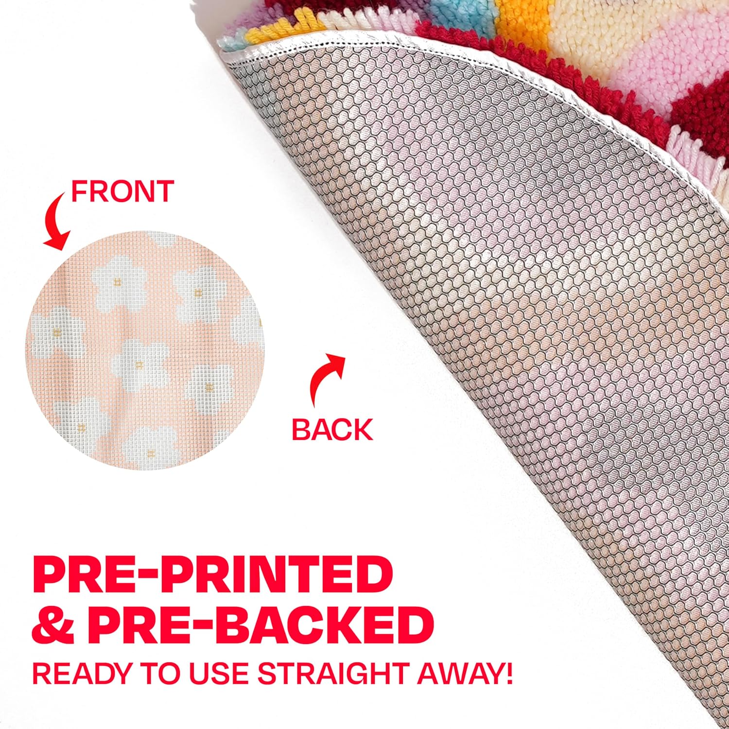 CRAFT CLUB Daisy Rug Making Kit | DIY Tools | Latch Hook Kit for Adults | Colourful Floral Home Décor Rug for Living Spaces | 24in x 16in