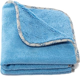 Poli Glow Premium 400 GSM Microfiber Towel – 16"x16" Dual-Sided Cleaning & Polishing Cloth for Boat, RV, Car– Ultra Absorbent, Non-Abrasive, Scratch-Free, Durable, Satin-Edged – 80/20 Blend