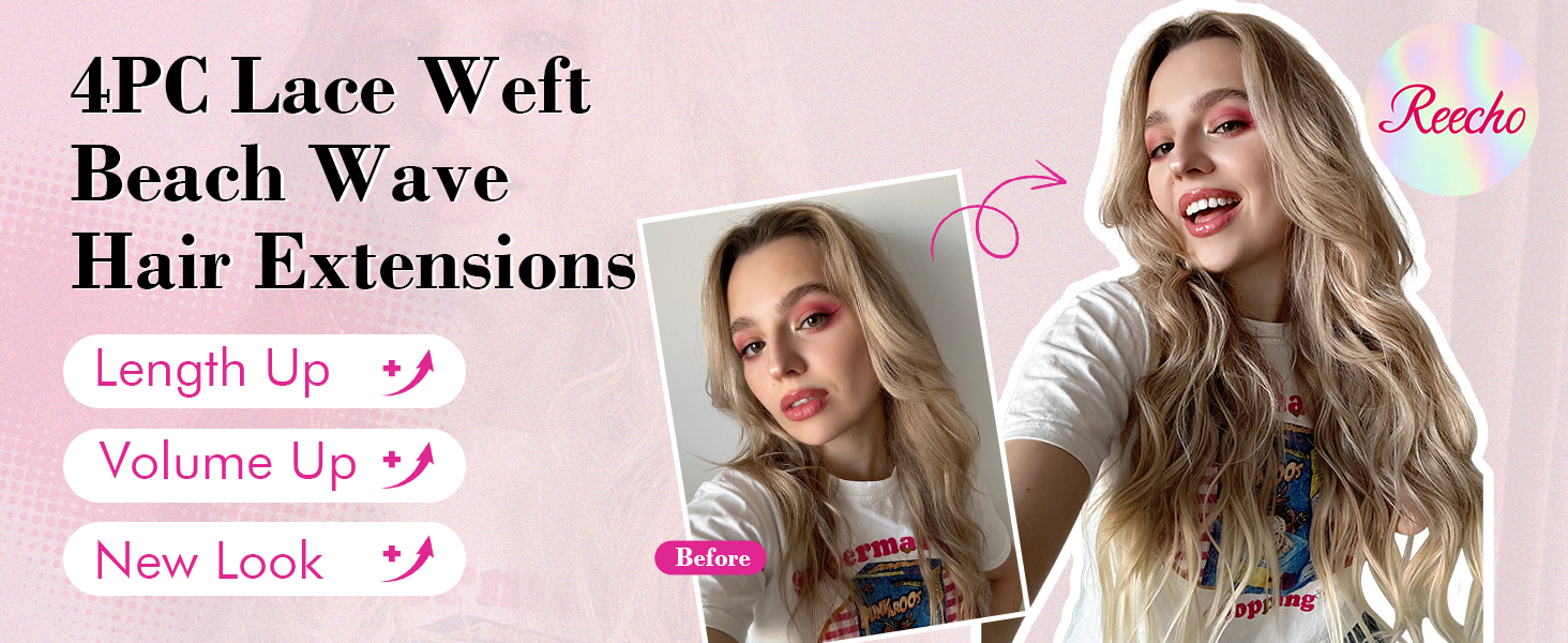 Amazon.com : REECHO Clip in Hair Extensions, 4PCS Hair  display picture 3