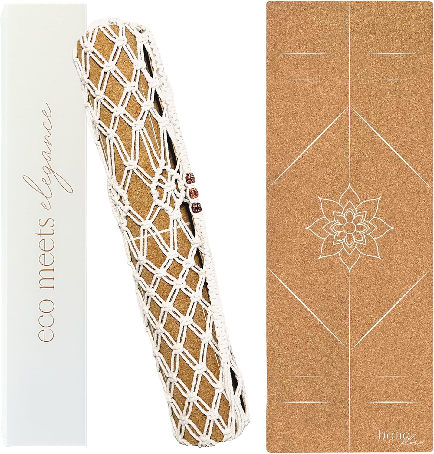 Premium Cork Yoga Mat Large 72"x26" – 5mm Thick Natural Rubber Cushioning - Non Slip Grip for Hot Yoga - Non-toxic & Odor-free - Stylish Alignment Lines & Elegant Boho Yoga Bag