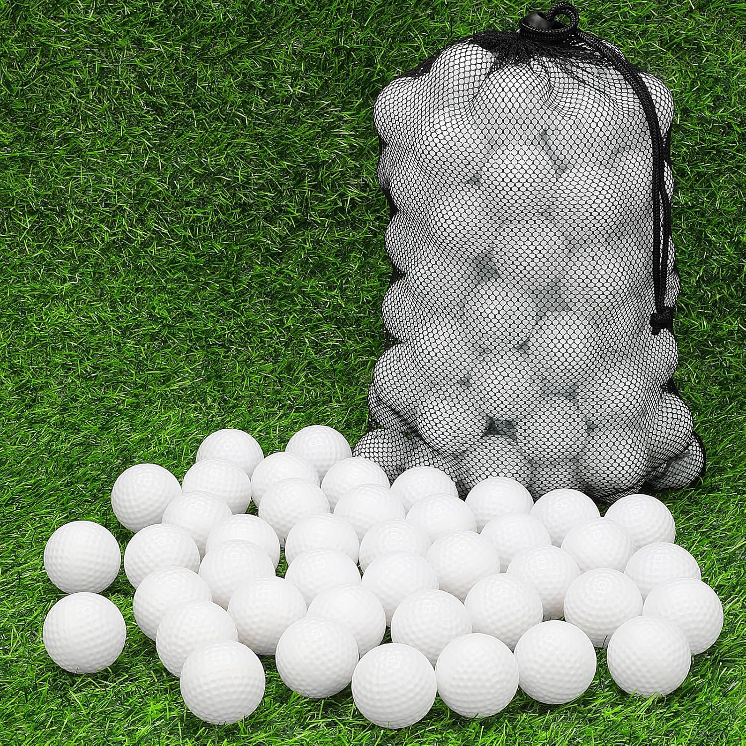 Coopay 60/120/240 Pack Practice Golf Balls, 42mm Plastic Golf Training Balls with a Drawstring Bag Hollow Sports Limited Flight for Swing Practice Driving Range Backyard Home Indoor or Outdoor Use White 240 Pack