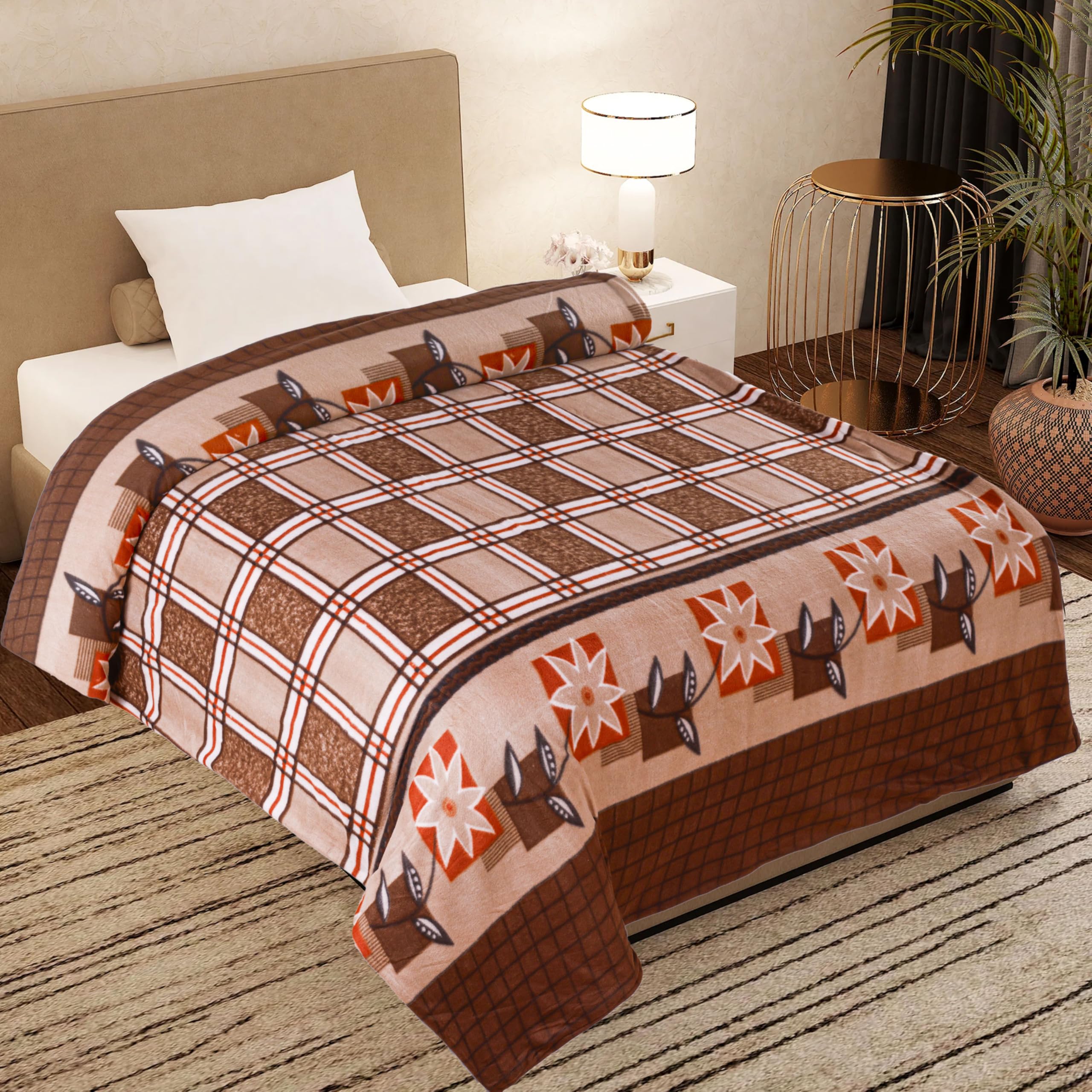 CHANDRAVATI Fleece|| Quilt Cover/Duvet Cover/Rajai Cover/Blanket Cover for Winters (DC-Brown, 60x90)-picture-11