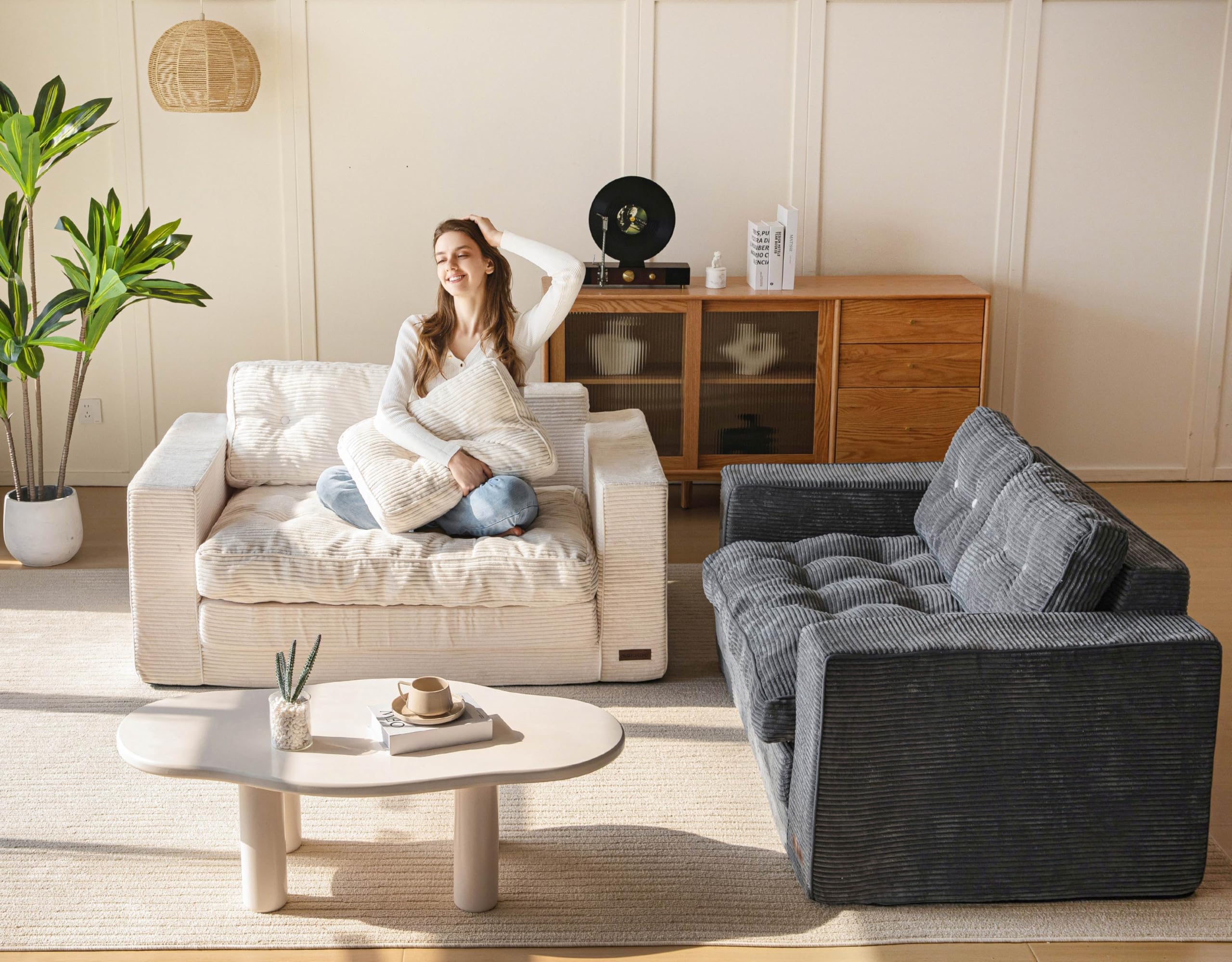 Sofá cama convertible, sofá biplaza extraíble, sofá cama plegable 2 en 1, sofá cama plegable con almohadas para sala de estar, dormitorio, sala de estar, color gris oscuro 8