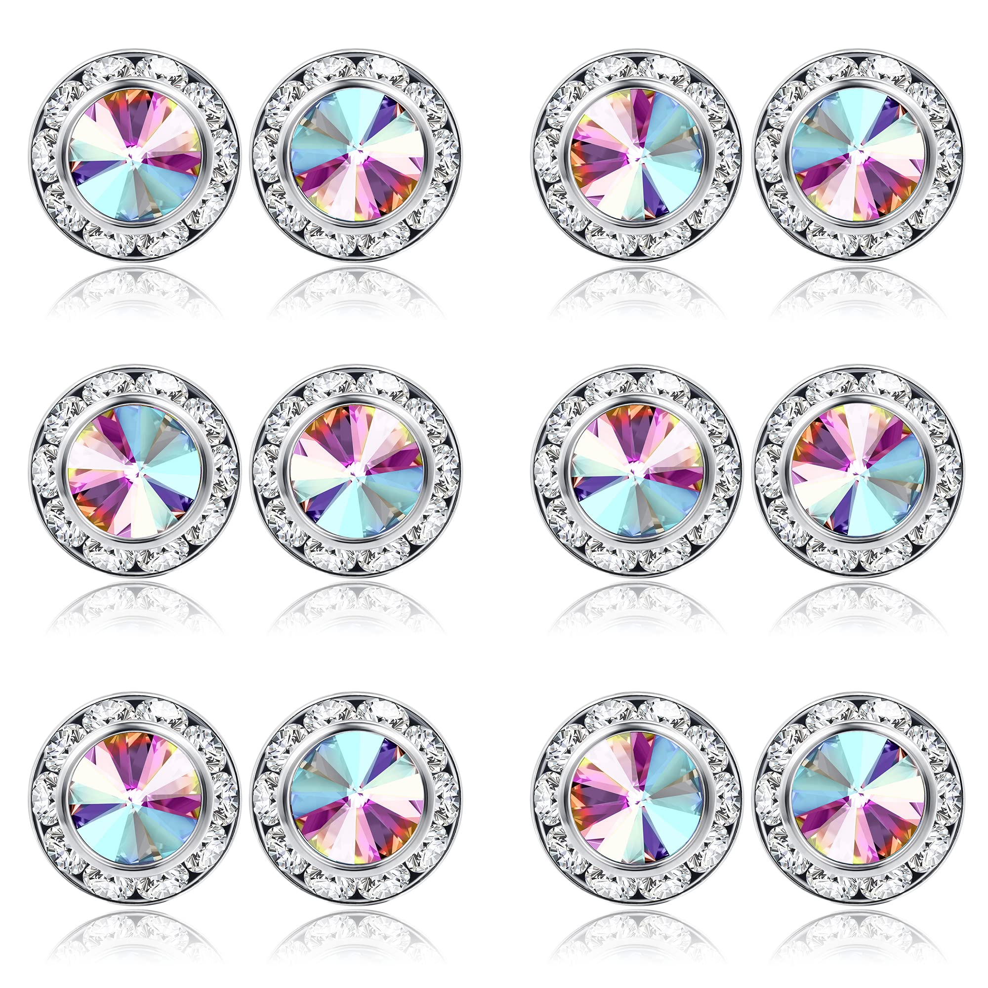 BESTEEL Rhinestone Earrings Round Shaped Acrylic Stone Inside Crystal Halo Stud Earrings for Dance Competitions Stage Opera Performance Wedding Party