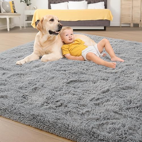Miniatura 36 de Tepook - Alfombra súper suave y peluda para dormitorio, alfombras modernas peludas para niños para sala de estar, alfombra de felpa