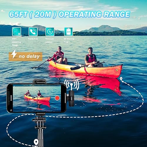 Miniatura 5 de JIUOKAY Paquete de 2 micrófonos inalámbricos de solapa para teléfonos Samsung Galaxy Tab, micrófono de iPhone para grabación de video, entrevista,