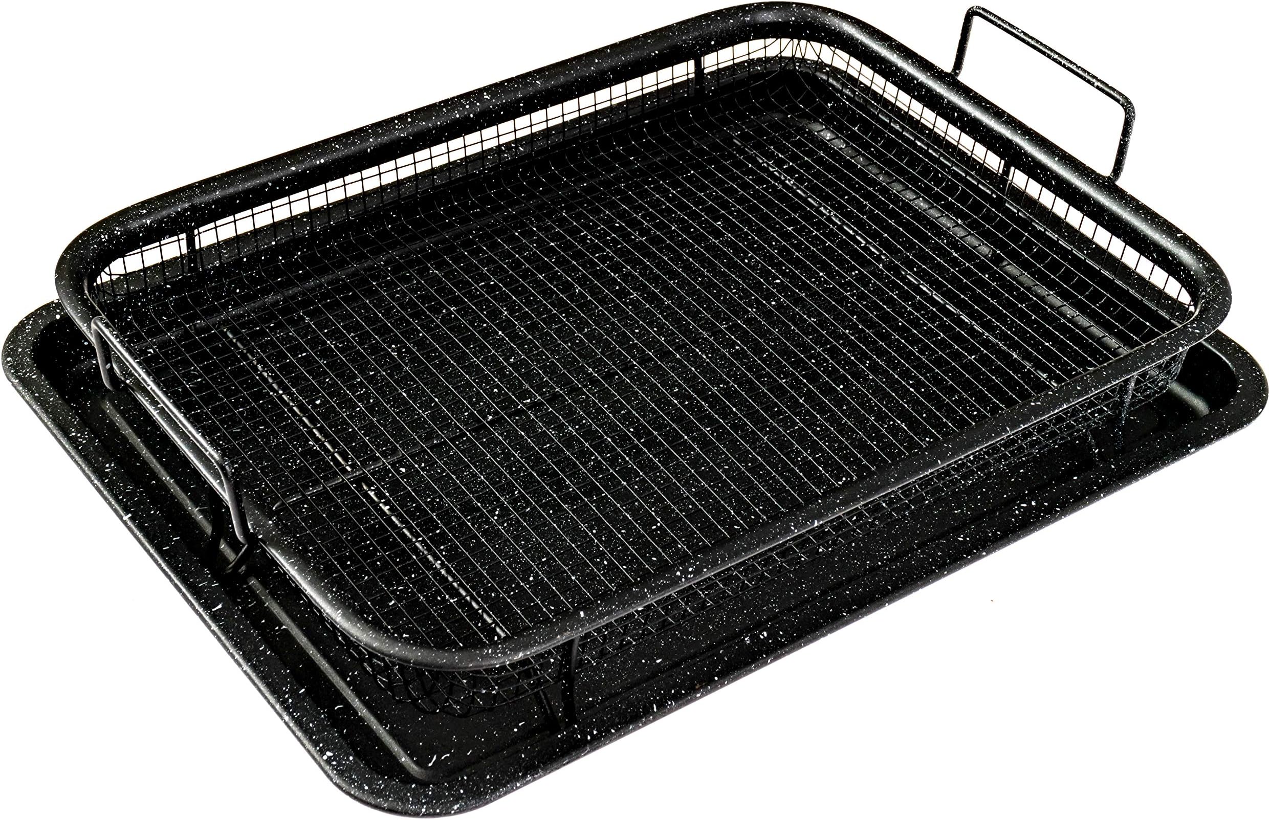 MUSENTIAL 2-Piece Non-Stick Bakeware Set for Oven with Crisper Pan and Cookie Sheet, 13 x 9-Inch (Black, 1-Set)