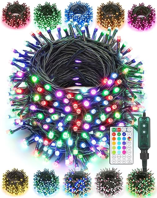 30M 300 LED Colour Changing String Lights, Timer Function Low Voltage Indoor & Outdoor Mini Fairy Lights for Holiday, Christmas Decor, Garden, Party, Xmas Decorations(RGB)
