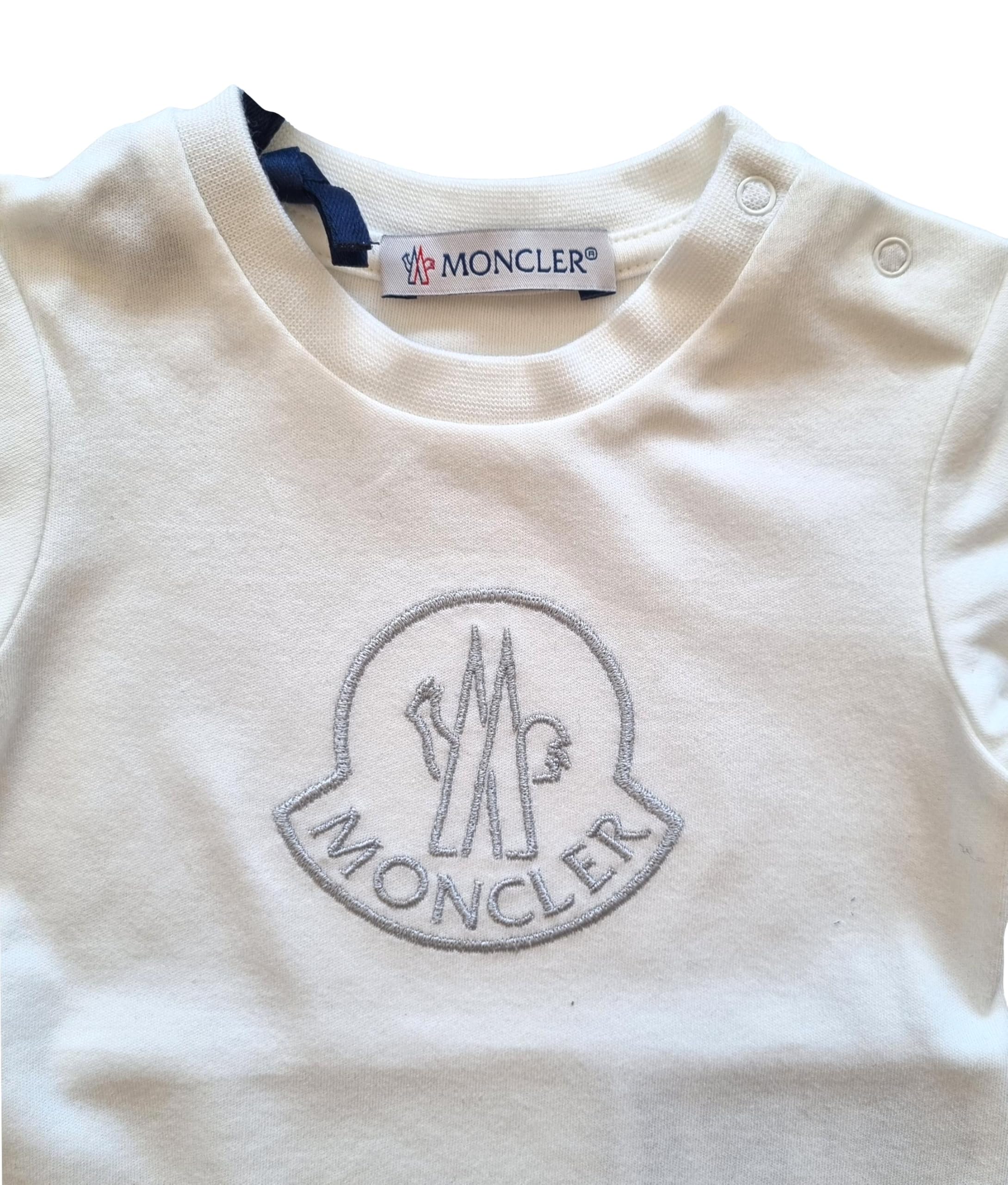 Moncler tutina body neonato in cotone J1 951 8L00012 8392E bianco