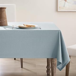 Dusty Blue Linen Tablecloth Rectangular 55 x 84 Modern Elegant Cotton Cl...