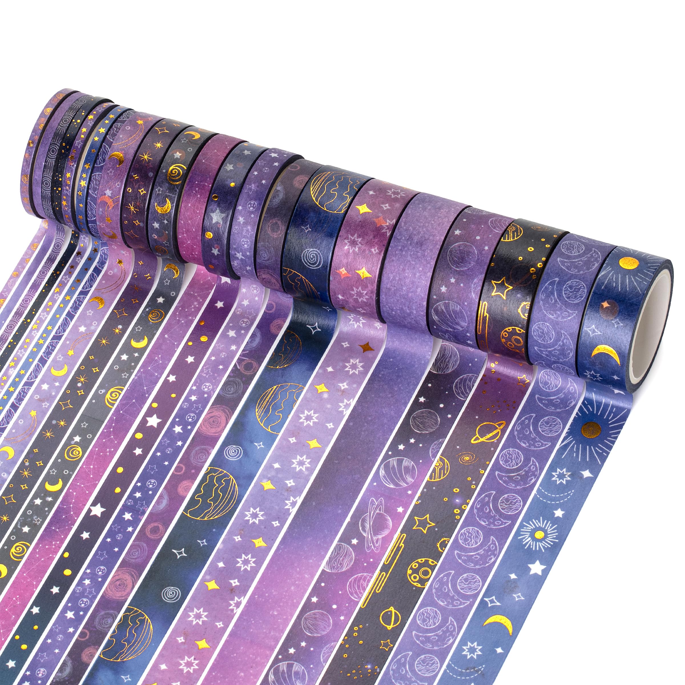 Mr. PenWashi Tape Set, 21 Rolls, Outer Space Design, Decorative With Measure Tape, Scrapbook Washi for Journaling, Craft