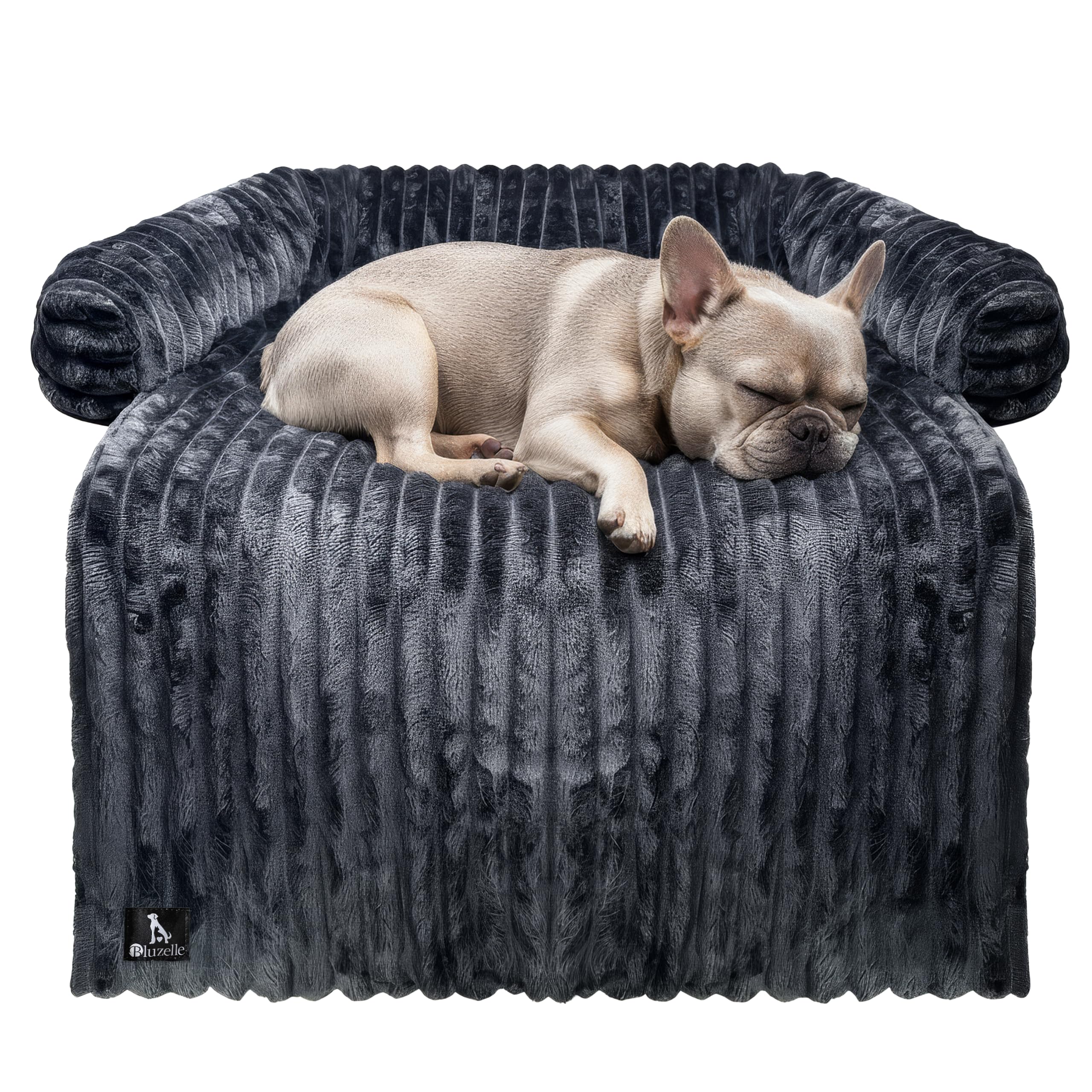 Hundebett & Sofaschutz – Cord Plüsch & Wasserdichter Boden – rutschfeste Sofa-Auflage für kleine & mittlere Hunde – VELVETPAW (Waschbar) – Marke aus Berlin, Farbe:Anthrazit
