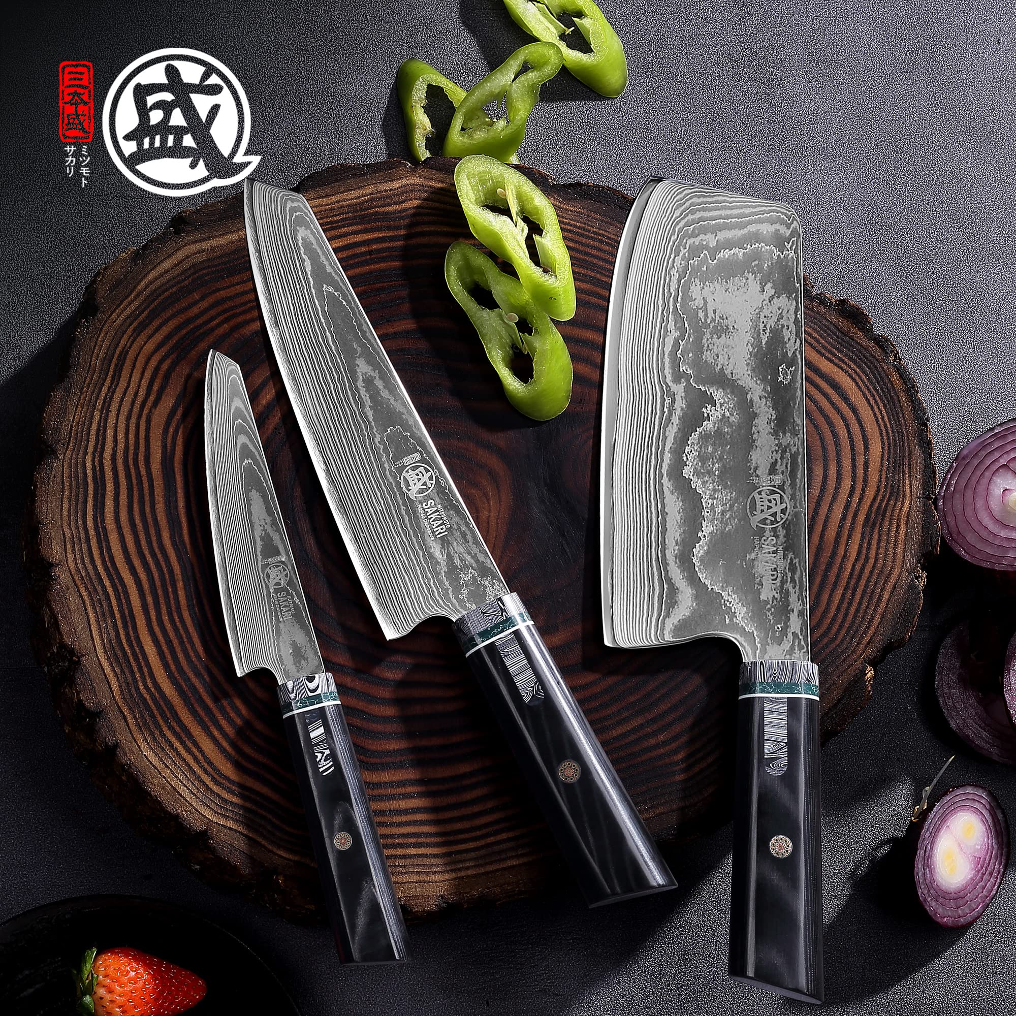 MITSUMOTO SAKARI Coltello Spelucchino da 14 cm in Acciaio in Polvere HAP40 | Coltello da frutta Damasco Forgiato a Mano, Coltelli da Cucina Giapponesi Professionali, Scatola di Legno Boutique