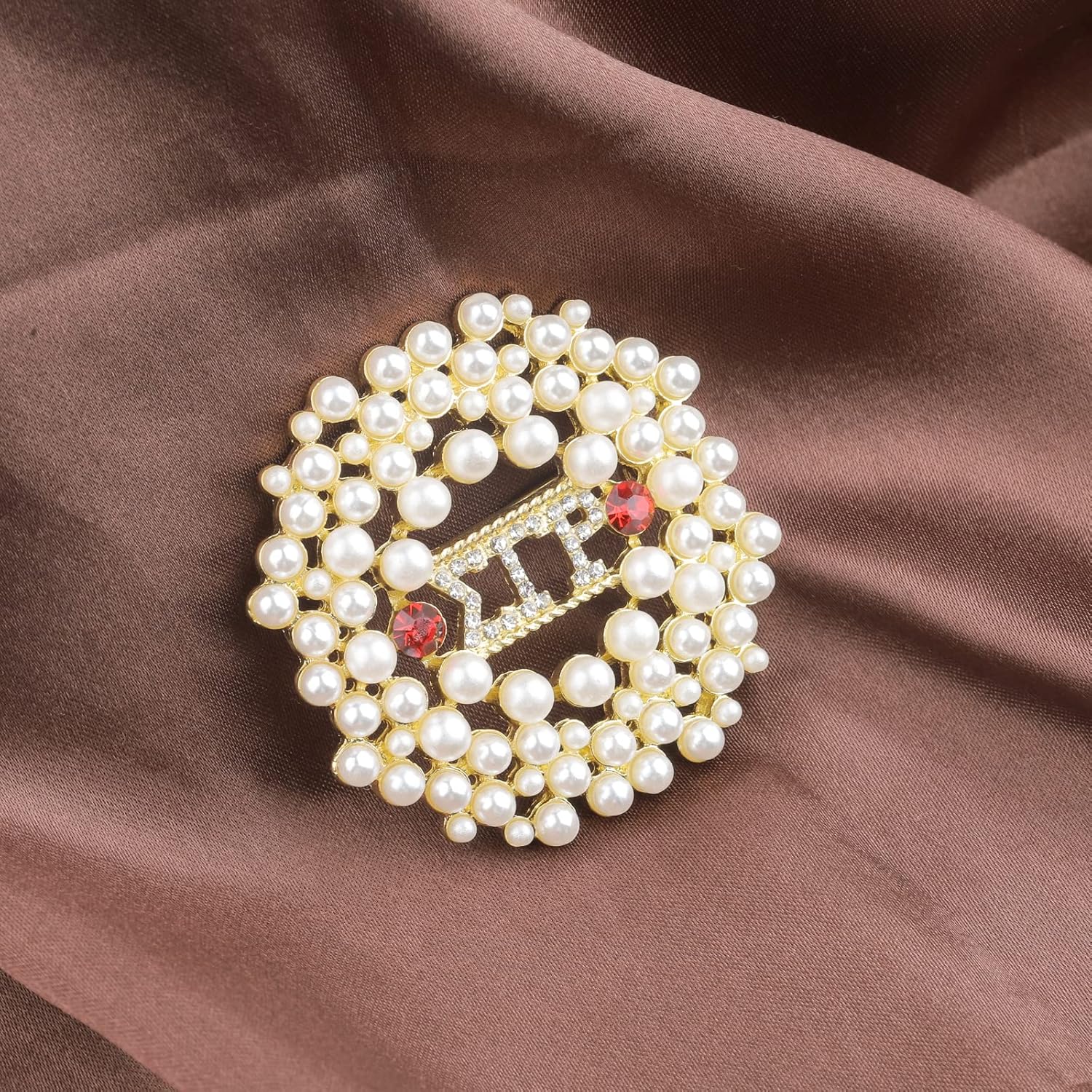 CENWA Greek Sorority Brooch Pin Pearl Sorority Gift Sorority Jewelry Gift (round S pin) - Image 6