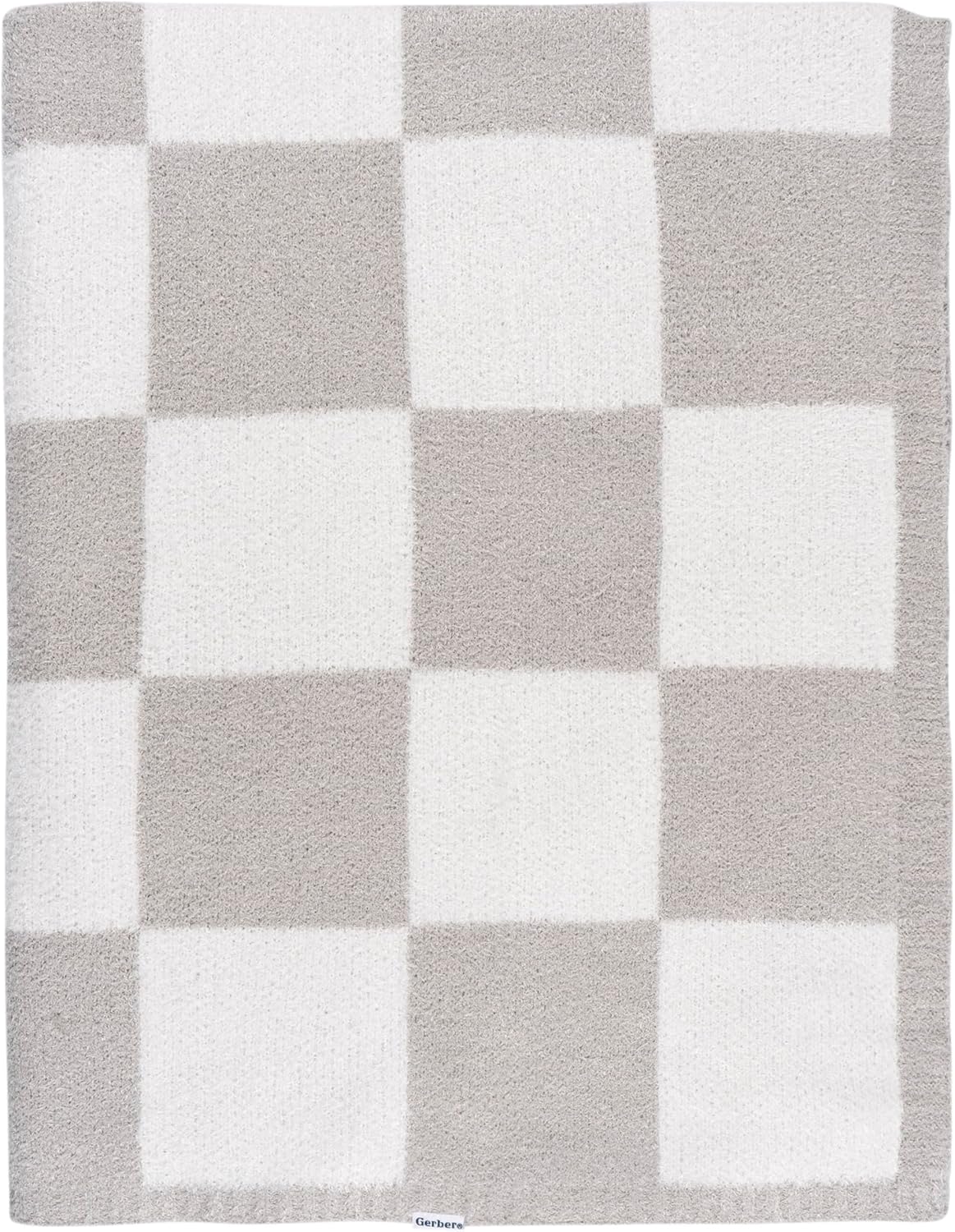 Gerber Unisex Baby Cozy Soft Silky Mink Checkerboard Grid Blanket, Tan Check, One Size - Image 2