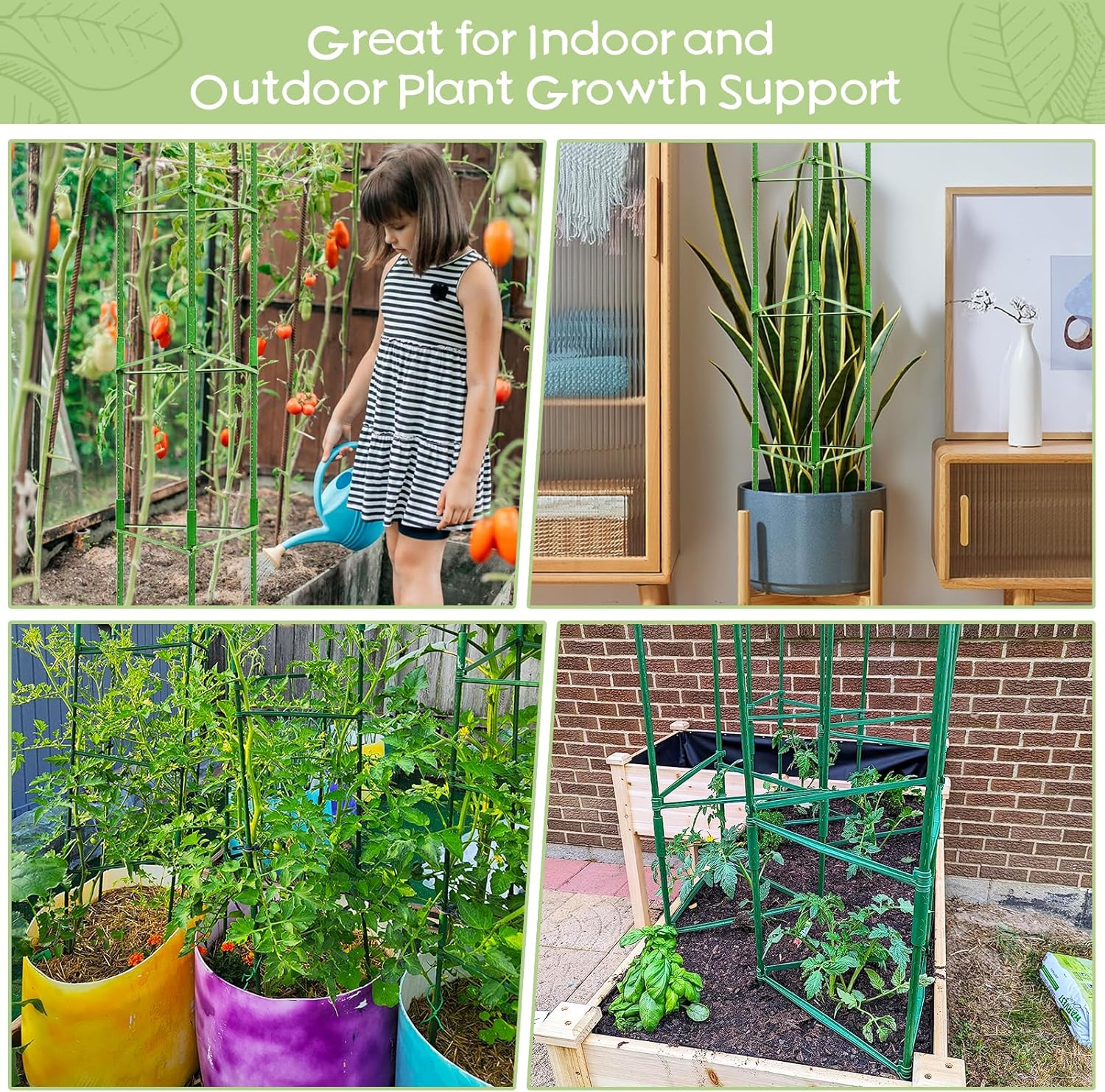 Legigo 4-Pack Tomato Cage for Garden Plant Support- Up to 63inch Garden Stakes Tomato Cage, Tomato Trellis for Potted Plants, Tomato Cages Plant Stakes for Climbing Vegetables Plants Flowers