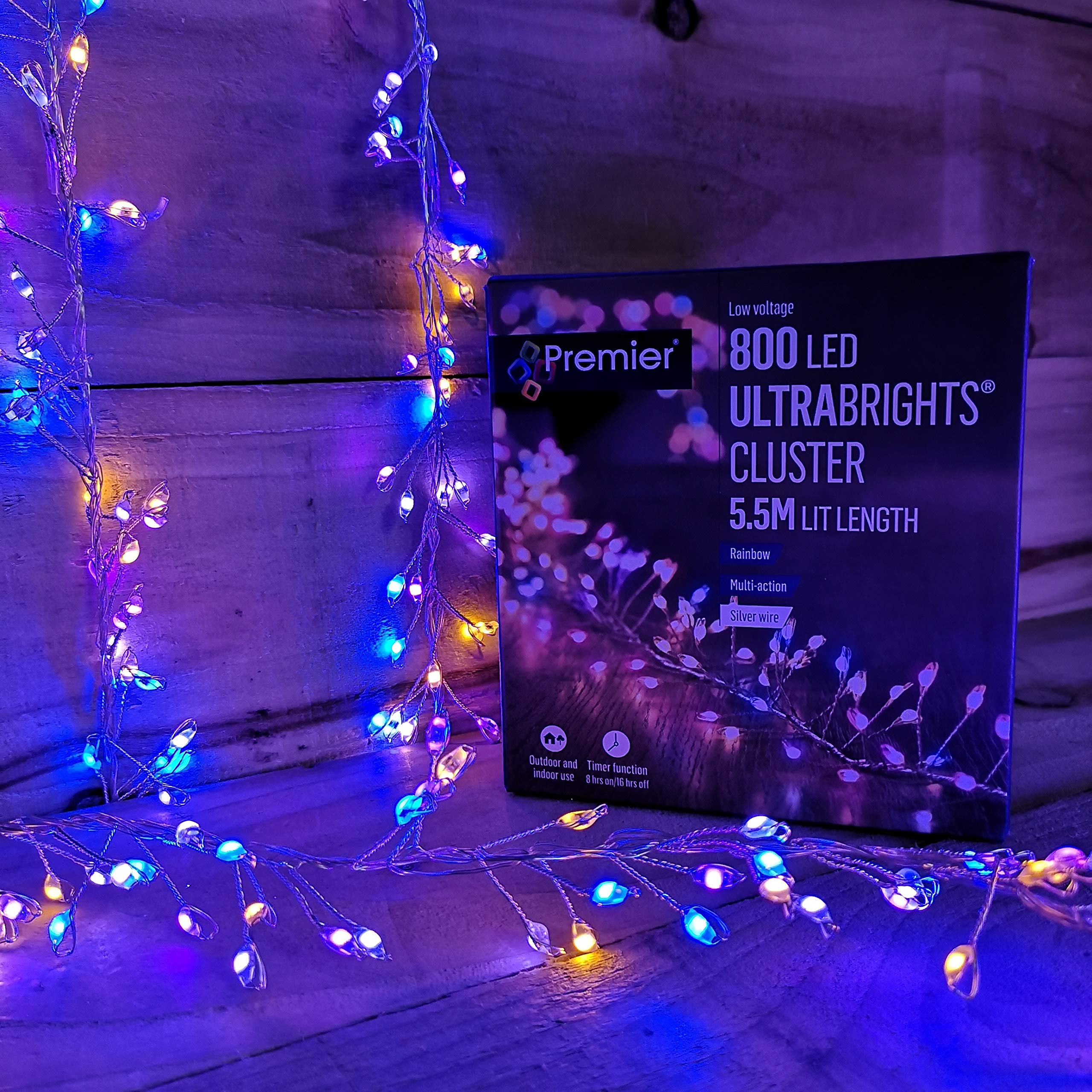 Premier 5.5M 800L Ultrabright Cluster Rainbow LED Lights