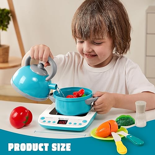 Miniatura 6 de JOYIN Juego de 37 piezas de cocina para niños, juguete de comida de simulación, juego de utensilios de cocina que incluye ollas y sartenes, comida