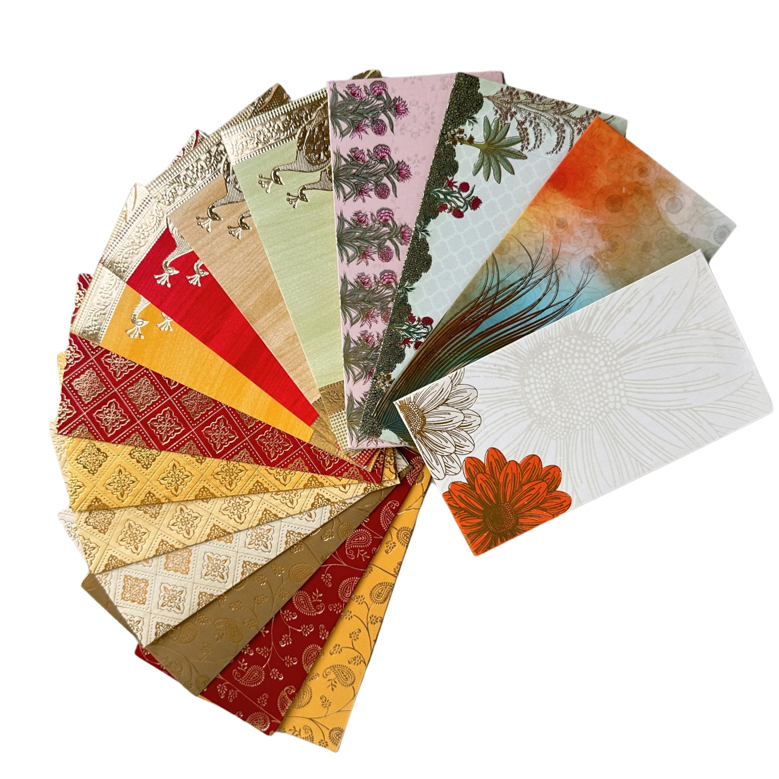 crispy crafts Cash Gift Envelope, Money Gift Envelopes Lifafa Perfect for Weddings, Invitations, Photos, Graduation, Baby Shower, Diwali, Cash Gift Cover with golden emboss (Pack of 15 Unique Covers)
