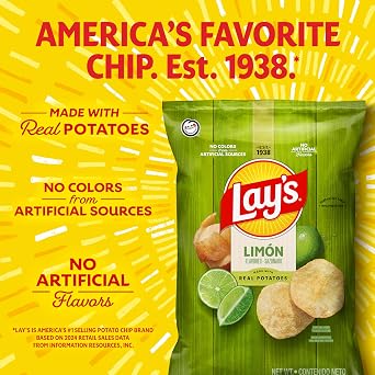 Lay's Potato Chips Limon, 12.5 Oz