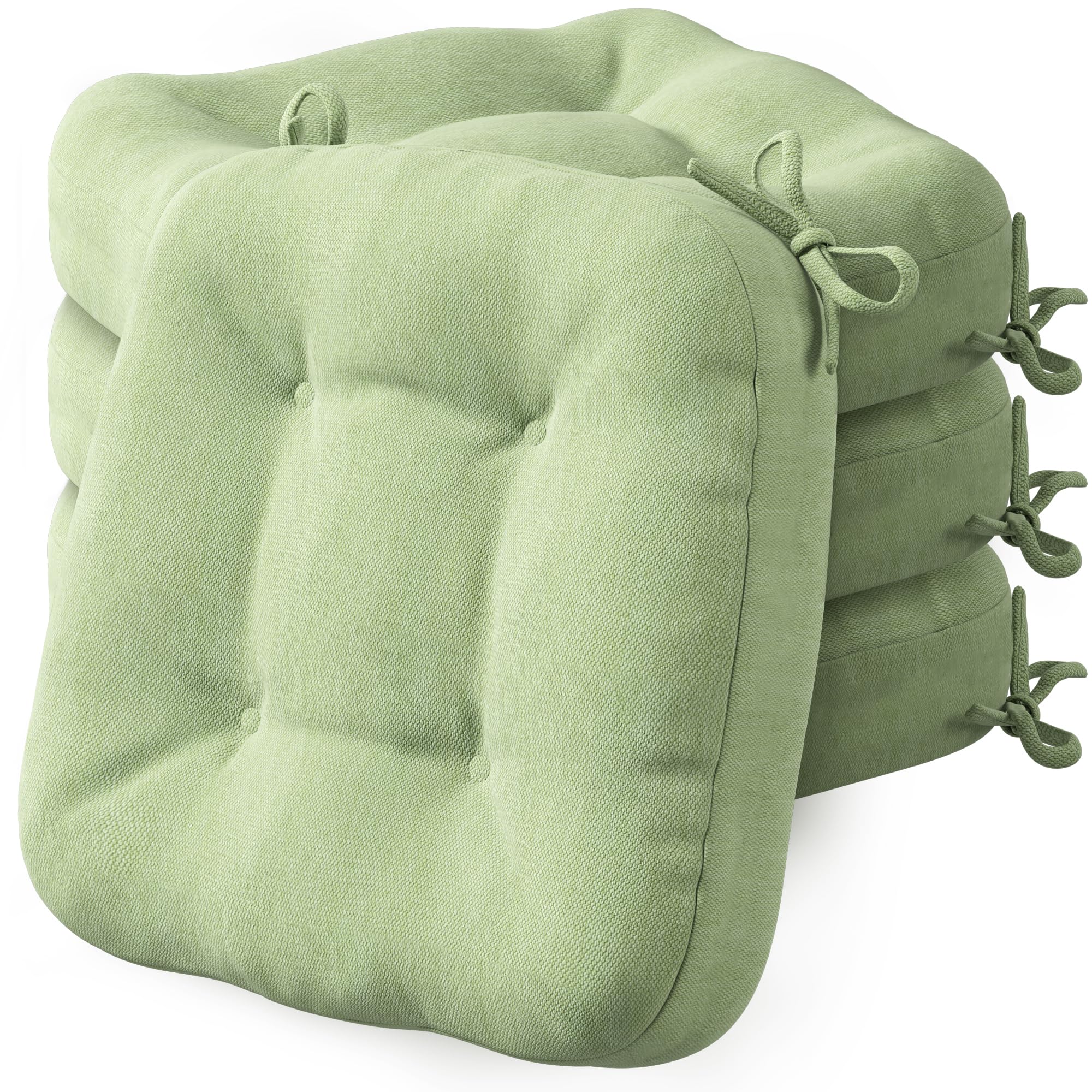 Codi Kitchen Seat Cushions 4 Pack, 8cm Thick Chair Pads For Garden, Sage