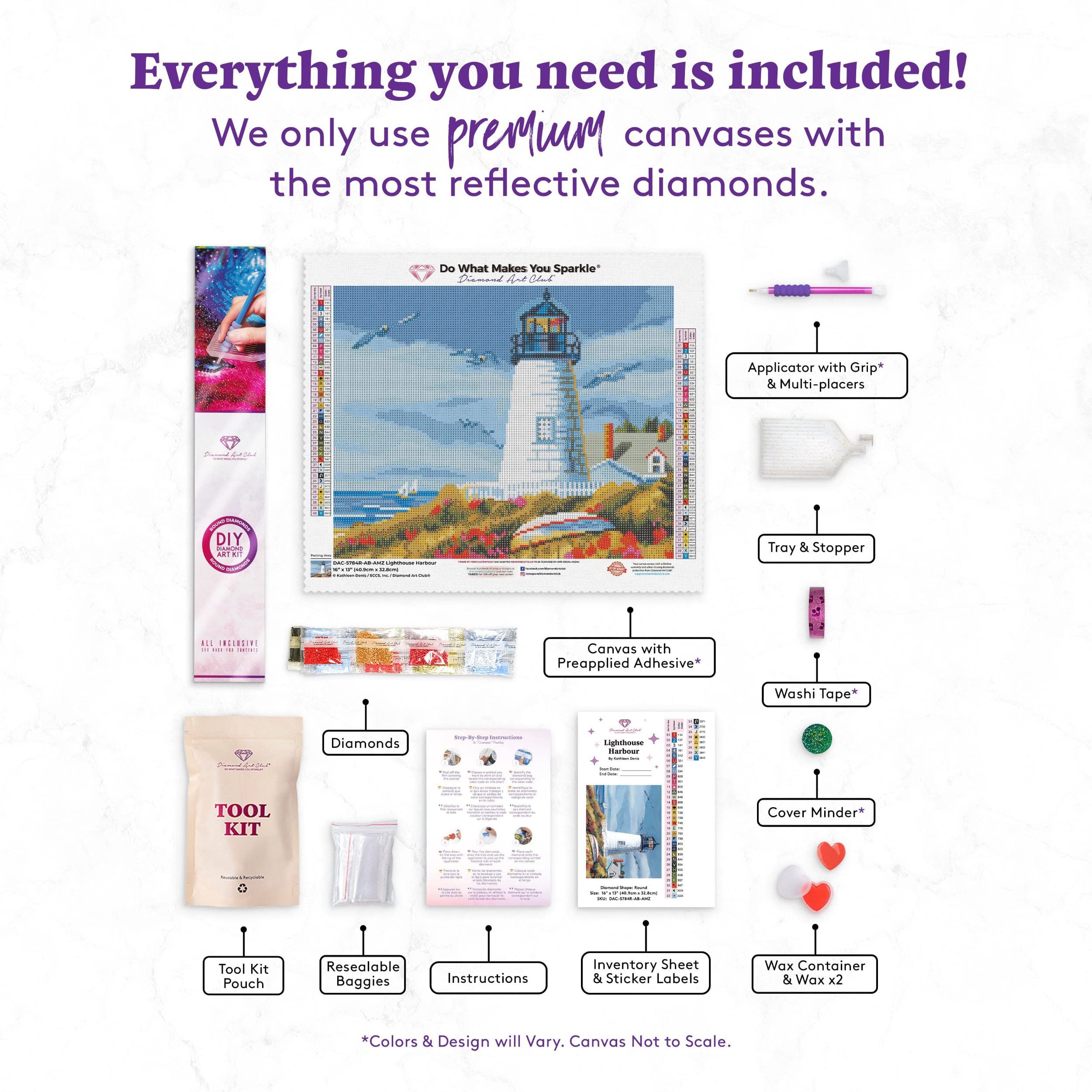 Amazon.com: DIAMOND ART CLUB Lighthouse Harbour Diamond Painting