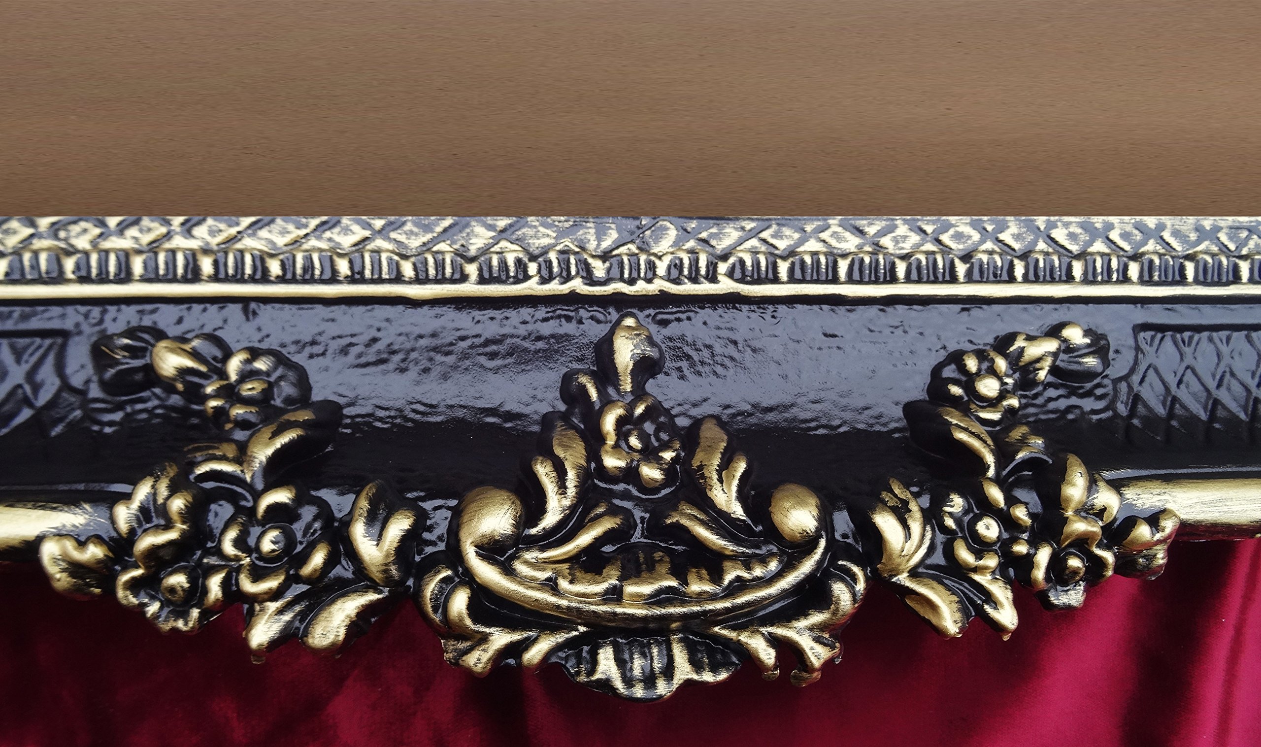 Cadre Baroque Rococo Noir Et Or – Reproduction 96x57 Cm – Fabriqué En Italie