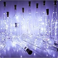 Vista 5 de Luces para botellas, paquete de 12 unidades, 20 luces LED de corcho para botellas de vino, batería (incluida), mini luces de hadas para iluminación