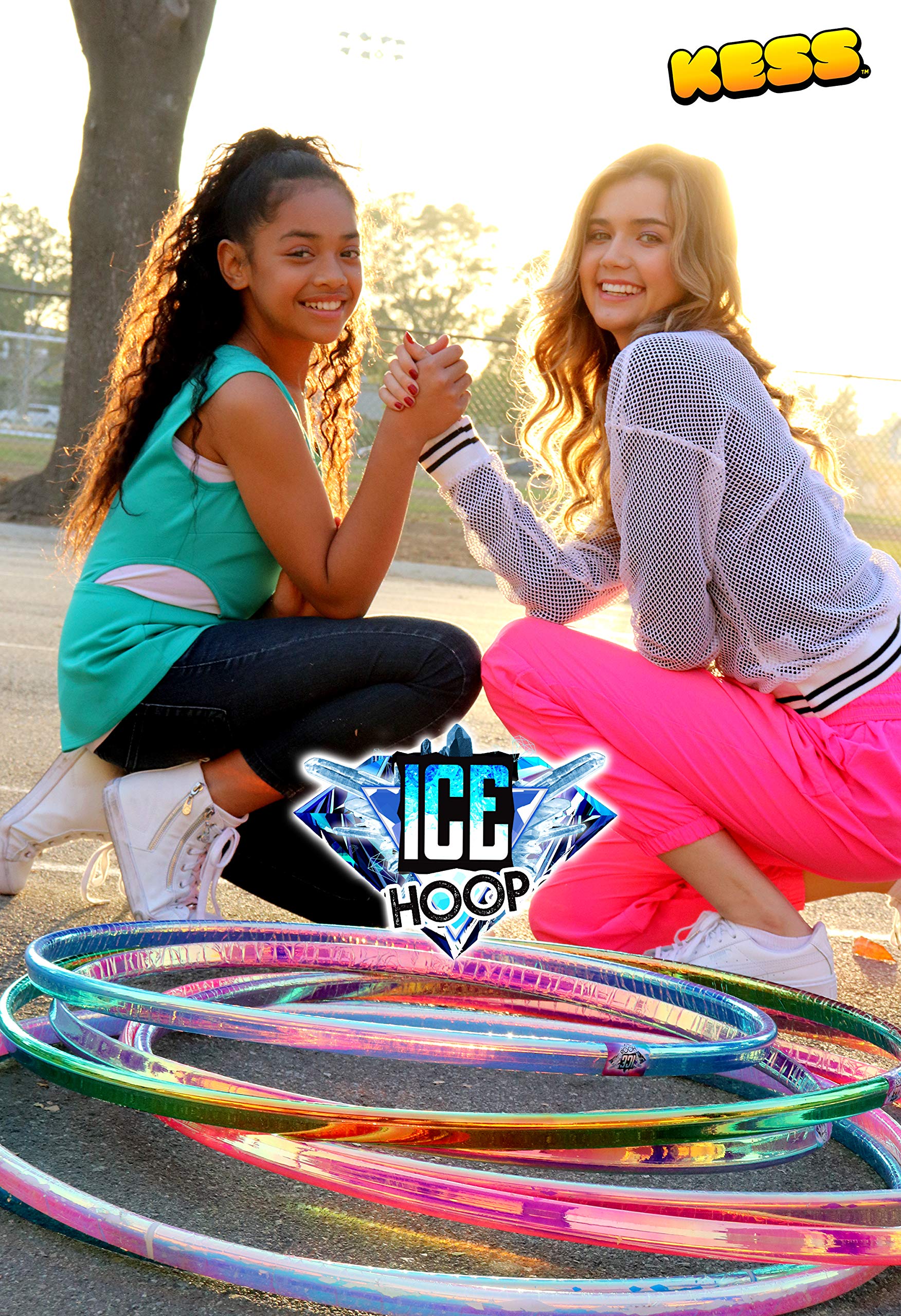 KESS Ice Hoop,12 Pc Family Pack V-Grip Exercise Hoops, Equipment Rings for Sports, Playing, Party, Dance, Games, Portable Hula Hoops for Indoor and Outdoor Use, Assorted Colors & Sizes