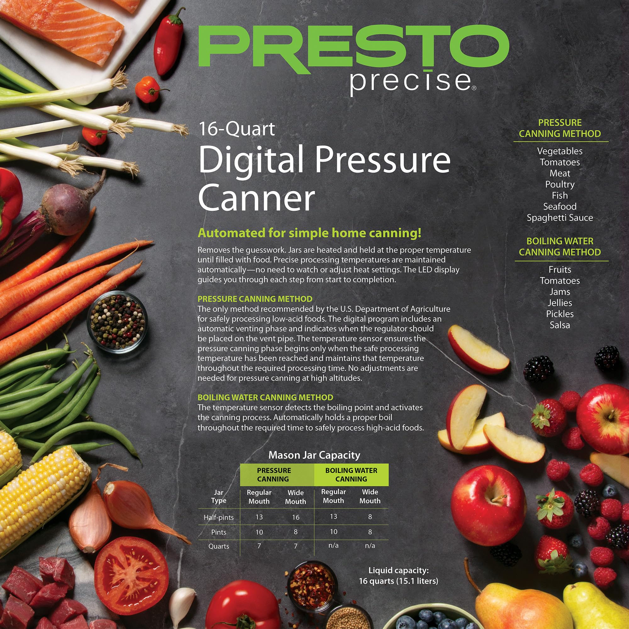Presto 02154 Precyzyjny cyfrowy pojemnik ciśnieniowy 16 l