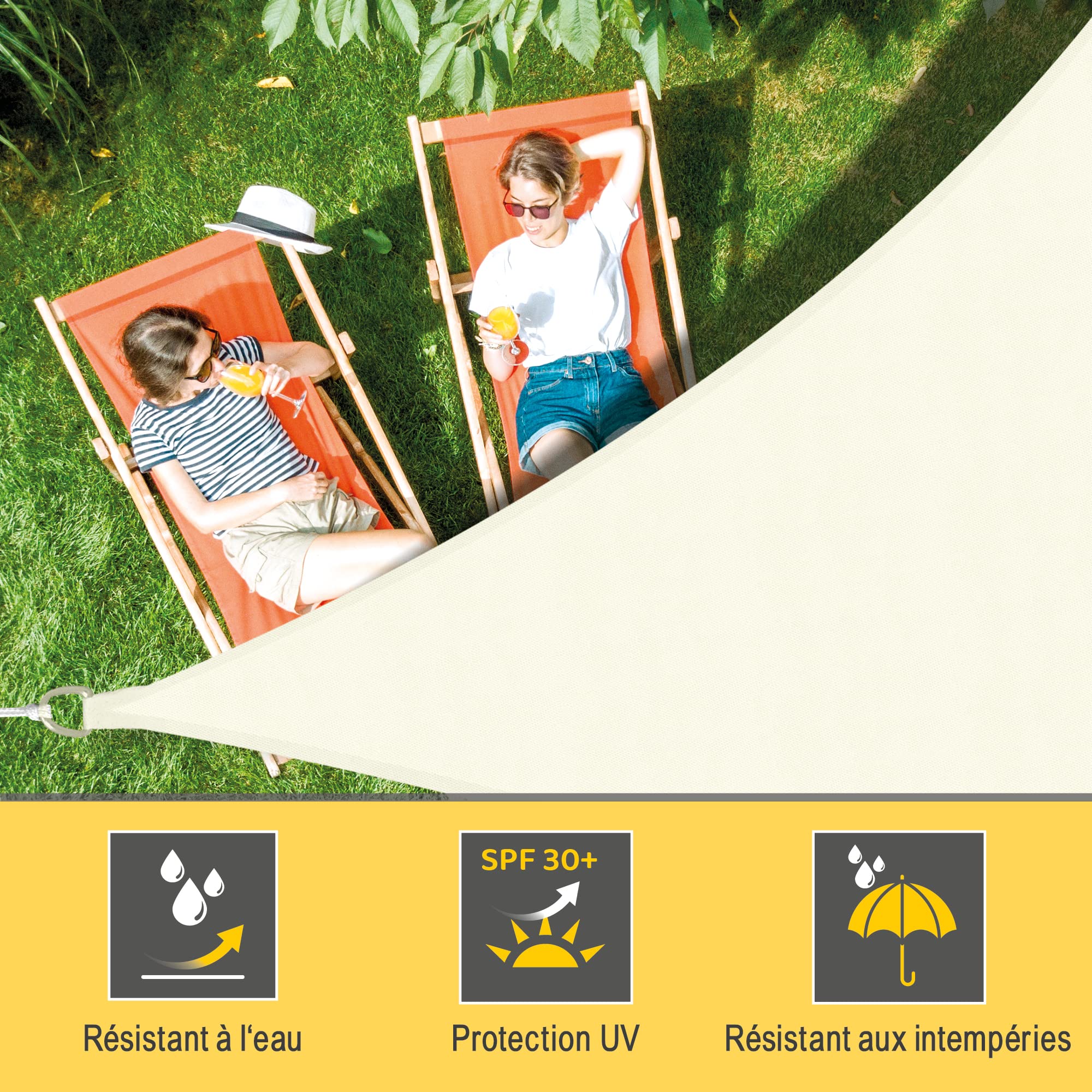 Sol Royal Voile d'ombrage Triangulaire imperméable PES Protection Solaire | 4,2x4,2x6m creme toile brise vue avec fixation pour pergola patio terrasse balcon jardin SolVision soleil triangle PS9