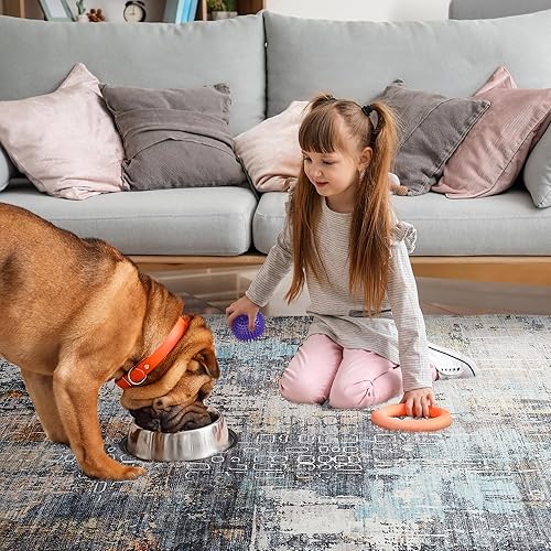 Miniatura 10 de Hatppto Alfombras de área de 8 x 10, lavables a máquina, bohemias, suaves, antideslizantes, impresas, alfombra grande para interiores, resistente a